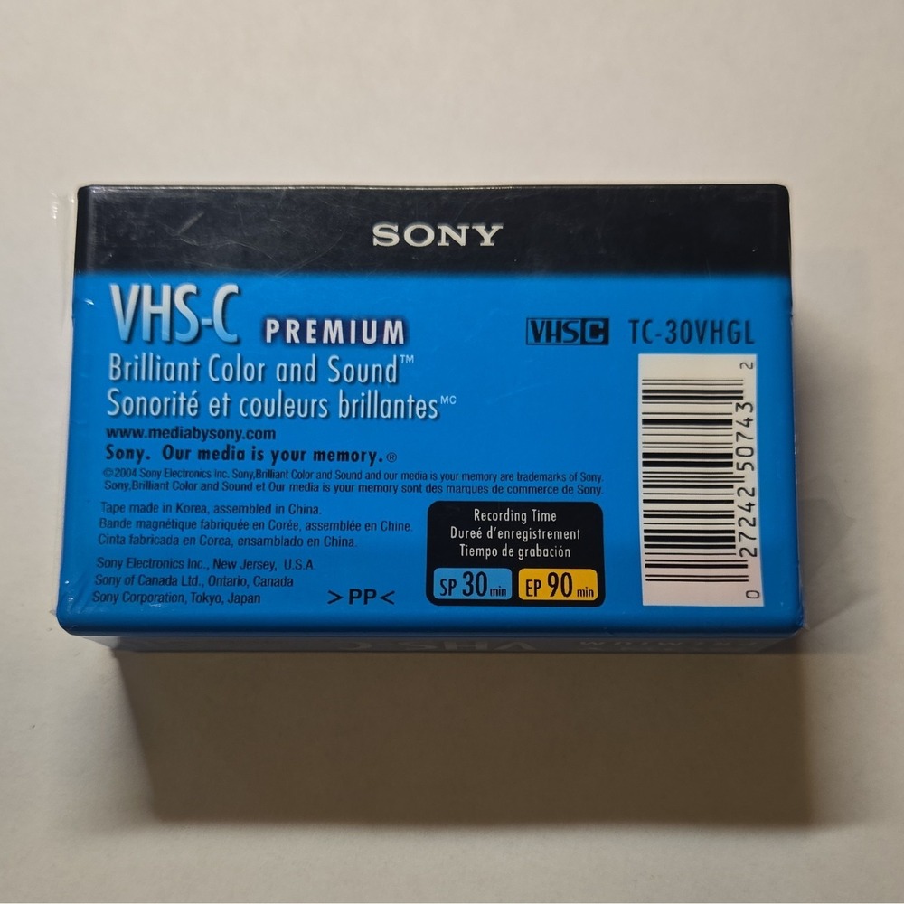 Sony VHS-C Premium Camcorder Tape TC-30VHGL 30 min Blank Media New - Picture 2 of 2